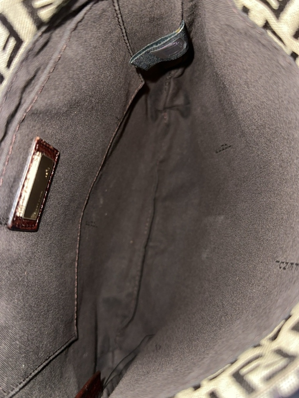 Fendi Brown FF Zucchino Canvas Shoulder or crossbody Bag with Dark Brown Trim - Picture 11 of 12